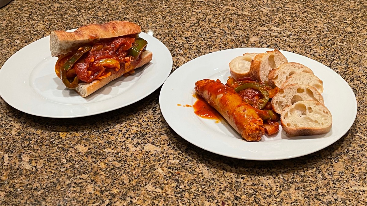 Italian sausages with peppers and&nbsp;onions